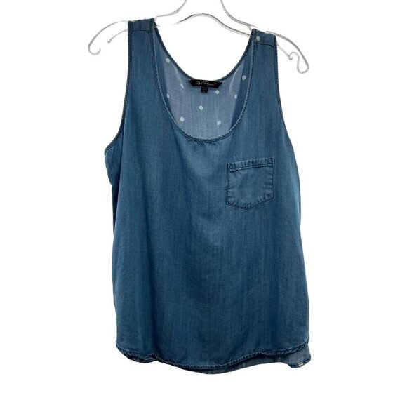 Velvet Heart Women's Sleeveless Scoop Neck Top Blue Size XL Polka Dot Back - Picture 1 of 9